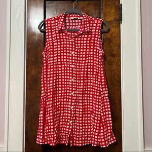 Anthropologie Red/white gingham tunic Medium